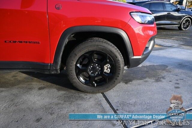 2023 Jeep Compass Trailhawk / 4X4 / Leather Trimmed Seats / Adaptive Cruise Control / Lane Departure & Blind Spot Alert / Apple CarPlay & Android Auto / USB Input / Back Up Camera / Keyless Entry & Start / 32 MPG / Low Miles / 1-Owner Anchorage AK