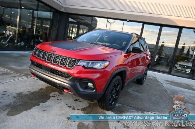 2023 Jeep Compass Trailhawk / 4X4 / Leather Trimmed Seats / Adaptive Cruise Control / Lane Departure & Blind Spot Alert / Apple CarPlay & Android Auto / USB Input / Back Up Camera / Keyless Entry & Start / 32 MPG / Low Miles / 1-Owner Anchorage AK