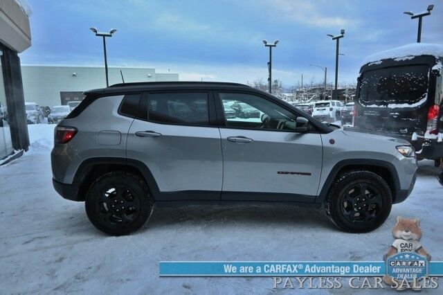 2023 Jeep Compass Trailhawk / 4X4 / Leather Trimmed Seats / Adaptive Cruise Control / Lane Departure & Blind Spot Alert / Apple CarPlay & Android Auto / USB Input / Back Up Camera / Keyless Entry & Start / 32 MPG / Low Miles / 1-Owner Anchorage AK