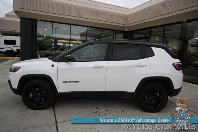 2023 Jeep Compass Trailhawk / 4X4 / Leather Trimmed Seats / Adaptive Cruise Control / Lane Departure & Blind Spot Alert / Apple CarPlay & Android Auto / USB Input / Back Up Camera / Keyless Entry & Start / 32 MPG / Low Miles / 1-Owner