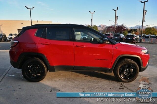 2023 Jeep Compass Trailhawk / 4X4 / Leather Trimmed Seats / Adaptive Cruise Control / Lane Departure & Blind Spot Alert / Apple CarPlay & Android Auto / USB Input / Back Up Camera / Keyless Entry & Start / 32 MPG / Low Miles / 1-Owner Anchorage AK