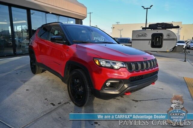 2023 Jeep Compass Trailhawk / 4X4 / Leather Trimmed Seats / Adaptive Cruise Control / Lane Departure & Blind Spot Alert / Apple CarPlay & Android Auto / USB Input / Back Up Camera / Keyless Entry & Start / 32 MPG / Low Miles / 1-Owner Anchorage AK