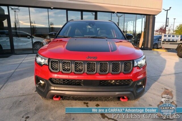 2023 Jeep Compass Trailhawk / 4X4 / Leather Trimmed Seats / Adaptive Cruise Control / Lane Departure & Blind Spot Alert / Apple CarPlay & Android Auto / USB Input / Back Up Camera / Keyless Entry & Start / 32 MPG / Low Miles / 1-Owner Anchorage AK