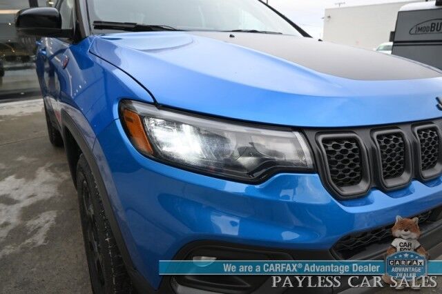 2023 Jeep Compass Trailhawk / 4X4 / Leather Trimmed Seats / Adaptive Cruise Control / Lane Departure & Blind Spot Alert / Apple CarPlay & Android Auto / USB Input / Back Up Camera / Keyless Entry & Start / 32 MPG / Low Miles / 1-Owner Anchorage AK