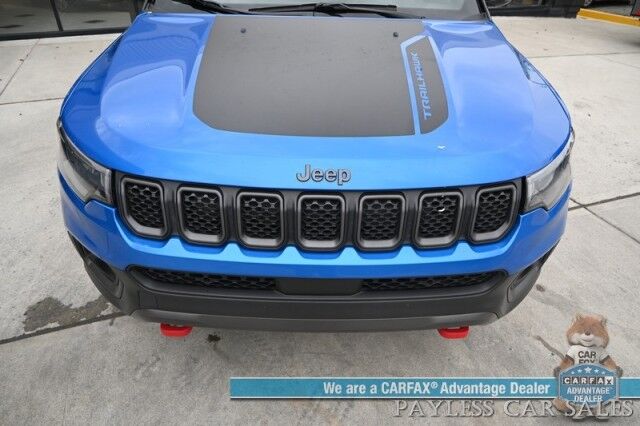2023 Jeep Compass Trailhawk / 4X4 / Leather Trimmed Seats / Adaptive Cruise Control / Lane Departure & Blind Spot Alert / Apple CarPlay & Android Auto / USB Input / Back Up Camera / Keyless Entry & Start / 32 MPG / Low Miles / 1-Owner Anchorage AK