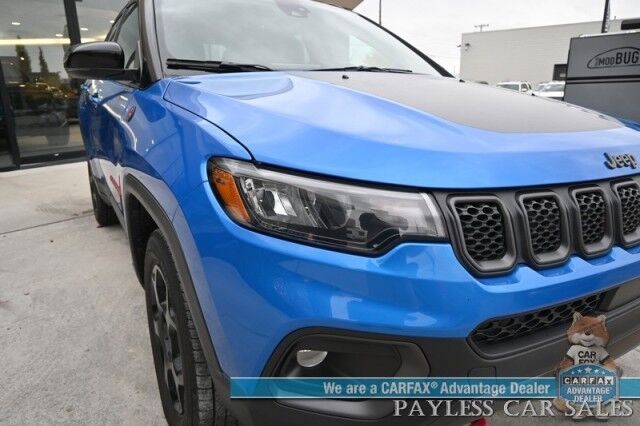 2023 Jeep Compass Trailhawk / 4X4 / Leather Trimmed Seats / Adaptive Cruise Control / Lane Departure & Blind Spot Alert / Apple CarPlay & Android Auto / USB Input / Back Up Camera / Keyless Entry & Start / 32 MPG / Low Miles / 1-Owner Anchorage AK
