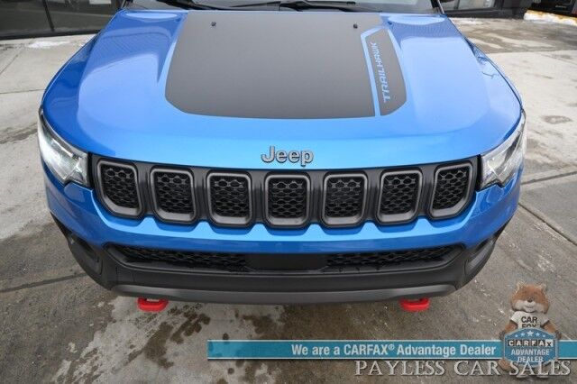 2023 Jeep Compass Trailhawk / 4X4 / Leather Trimmed Seats / Adaptive Cruise Control / Lane Departure & Blind Spot Alert / Apple CarPlay & Android Auto / USB Input / Back Up Camera / Keyless Entry & Start / 32 MPG / Low Miles / 1-Owner Anchorage AK