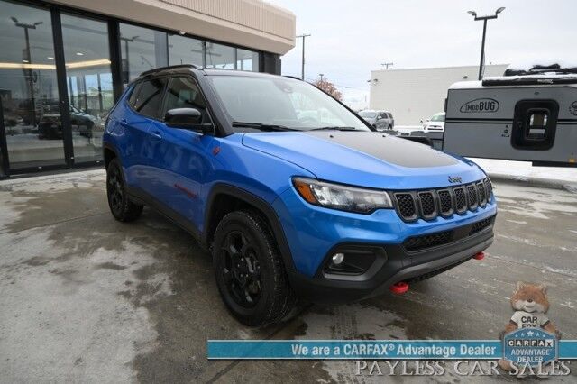 2023 Jeep Compass Trailhawk / 4X4 / Leather Trimmed Seats / Adaptive Cruise Control / Lane Departure & Blind Spot Alert / Apple CarPlay & Android Auto / USB Input / Back Up Camera / Keyless Entry & Start / 32 MPG / Low Miles / 1-Owner Anchorage AK