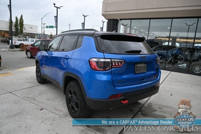 2023 Jeep Compass Trailhawk / 4X4 / Leather Trimmed Seats / Adaptive Cruise Control / Lane Departure & Blind Spot Alert / Apple CarPlay & Android Auto / USB Input / Back Up Camera / Keyless Entry & Start / 32 MPG / Low Miles / 1-Owner Anchorage AK