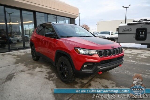 2023 Jeep Compass Trailhawk / 4X4 / Leather Trimmed Seats / Adaptive Cruise Control / Lane Departure & Blind Spot Alert / Apple CarPlay & Android Auto / USB Input / Back Up Camera / Keyless Entry & Start / 32 MPG / Low Miles / 1-Owner Anchorage AK