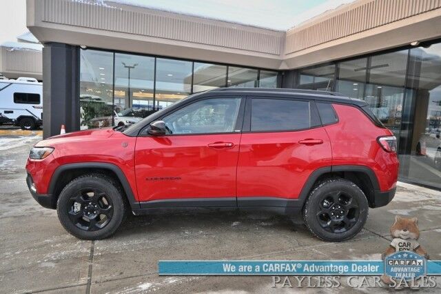 2023 Jeep Compass Trailhawk / 4X4 / Leather Trimmed Seats / Adaptive Cruise Control / Lane Departure & Blind Spot Alert / Apple CarPlay & Android Auto / USB Input / Back Up Camera / Keyless Entry & Start / 32 MPG / Low Miles / 1-Owner