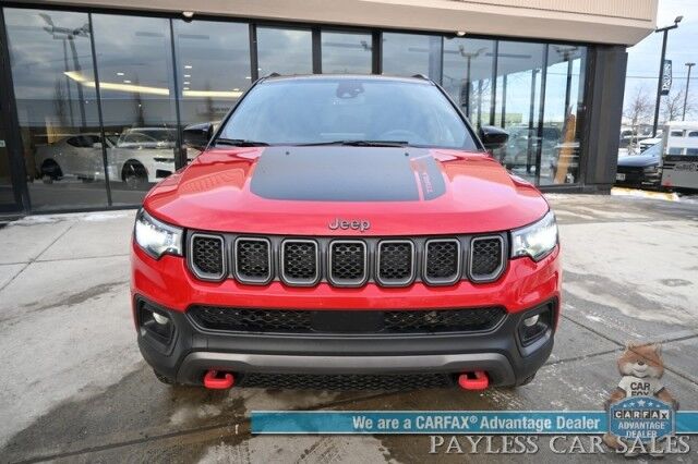 2023 Jeep Compass Trailhawk / 4X4 / Leather Trimmed Seats / Adaptive Cruise Control / Lane Departure & Blind Spot Alert / Apple CarPlay & Android Auto / USB Input / Back Up Camera / Keyless Entry & Start / 32 MPG / Low Miles / 1-Owner
