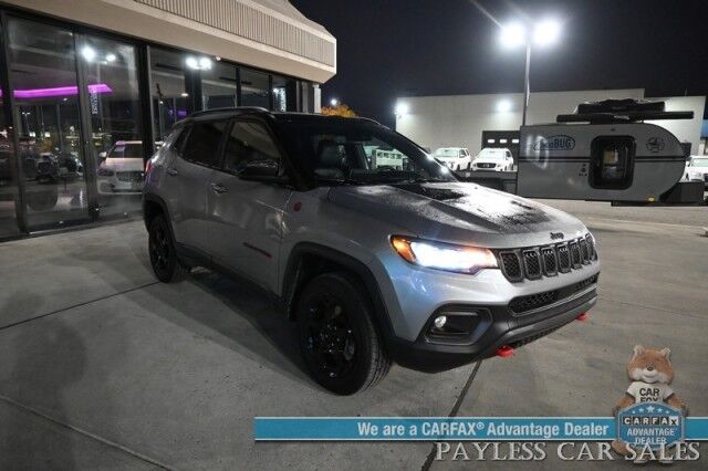 2023 Jeep Compass Trailhawk / 4X4 / Leather Trimmed Seats / Adaptive Cruise Control / Lane Departure & Blind Spot Alert / Apple CarPlay & Android Auto / USB Input / Back Up Camera / Keyless Entry & Start / 32 MPG / Low Miles / 1-Owner Anchorage AK