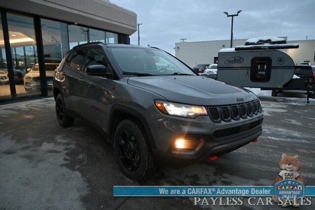 2023 Jeep Compass Trailhawk / 4X4 / Leather Trimmed Seats / Adaptive Cruise Control / Lane Departure & Blind Spot Alert / Apple CarPlay & Android Auto / USB Input / Back Up Camera / Keyless Entry & Start / 32 MPG / Low Miles / 1-Owner Anchorage AK