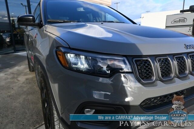 2023 Jeep Compass Trailhawk / 4X4 / Leather Trimmed Seats / Adaptive Cruise Control / Lane Departure & Blind Spot Alert / Apple CarPlay & Android Auto / USB Input / Back Up Camera / Keyless Entry & Start / 32 MPG / Low Miles / 1-Owner Anchorage AK