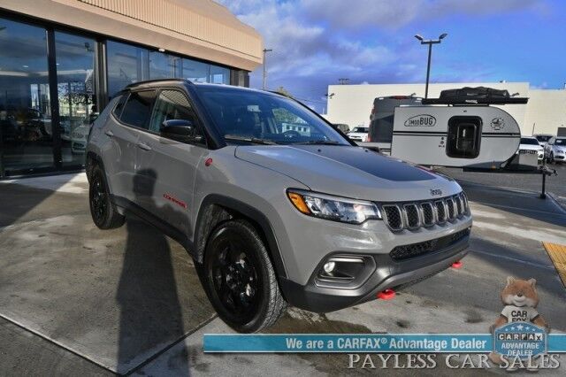 2023 Jeep Compass Trailhawk / 4X4 / Leather Trimmed Seats / Adaptive Cruise Control / Lane Departure & Blind Spot Alert / Apple CarPlay & Android Auto / USB Input / Back Up Camera / Keyless Entry & Start / 32 MPG / Low Miles / 1-Owner Anchorage AK