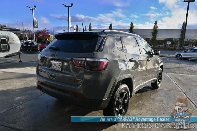 2023 Jeep Compass Trailhawk / 4X4 / Leather Trimmed Seats / Adaptive Cruise Control / Lane Departure & Blind Spot Alert / Apple CarPlay & Android Auto / USB Input / Back Up Camera / Keyless Entry & Start / 32 MPG / Low Miles / 1-Owner Anchorage AK