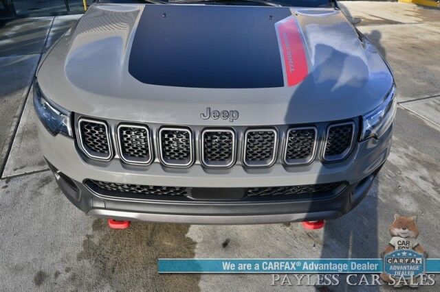 2023 Jeep Compass Trailhawk / 4X4 / Leather Trimmed Seats / Adaptive Cruise Control / Lane Departure & Blind Spot Alert / Apple CarPlay & Android Auto / USB Input / Back Up Camera / Keyless Entry & Start / 32 MPG / Low Miles / 1-Owner Anchorage AK