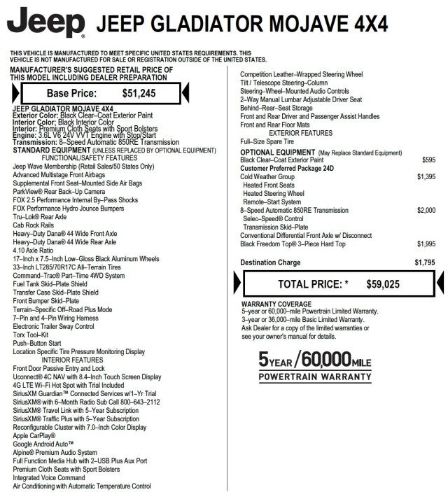 2023 Jeep Gladiator Mojave 4X4 / Cold Weather Group / UPGRADES! High Point NC