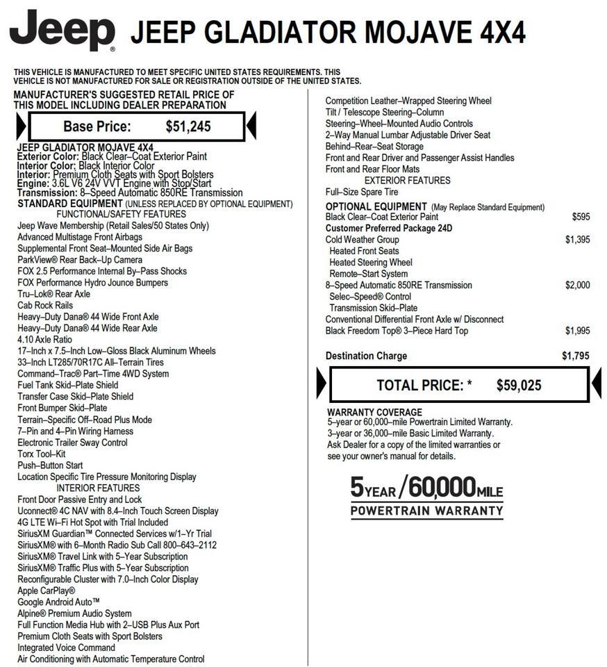 2023 Jeep Gladiator Mojave 4X4 / Cold Weather Group / UPGRADES! High Point NC
