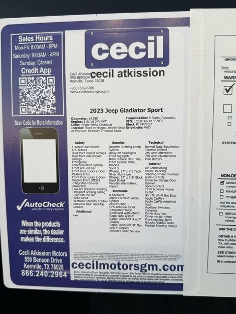 2023 Jeep Gladiator Sport S  TX