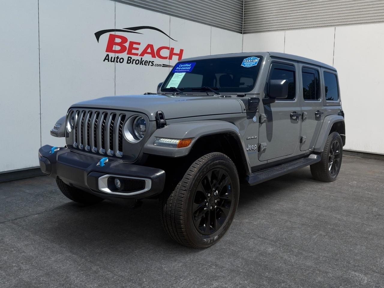 2023 Jeep Wrangler 4xe Sahara, HEATED SEATS, APPLE CARPLAY/ANDROID AUTO, WIFI, BACKUP CAMERA, HEATED STEERING WHEEL, UNIVERSAL GARAGE DOOR OPENER, TOW HOOKS, RUNNING BOARDS, TOW PACKAGE, CLEAN CARFAX, ONLY 1 OWNER, THIS JEEP IS READY FOR IT'S NEXT ADVENTURE!