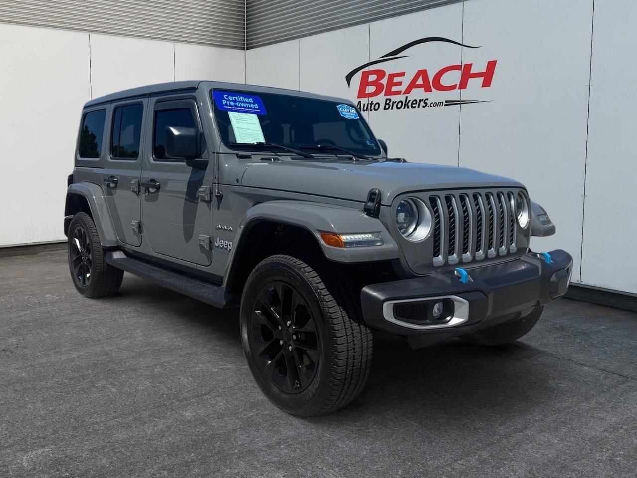 2023 Jeep Wrangler 4xe Sahara, HEATED SEATS, APPLE CARPLAY/ANDROID AUTO, WIFI, BACKUP CAMERA, HEATED STEERING WHEEL, UNIVERSAL GARAGE DOOR OPENER, TOW HOOKS, RUNNING BOARDS, TOW PACKAGE, CLEAN CARFAX, ONLY 1 OWNER, THIS JEEP IS READY FOR IT'S NEXT ADVENTURE!
