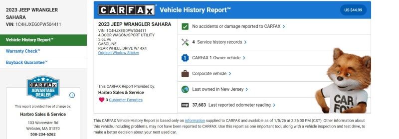 2023 Jeep Wrangler Sahara - 1 OWNER - FULLY LOADED - OVER 60K NEW Webster MA