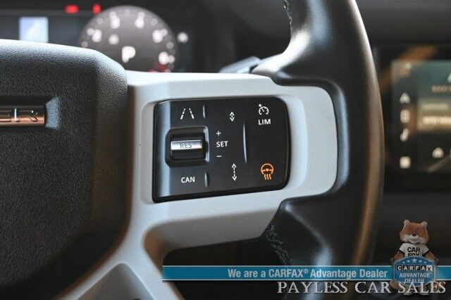 2023 Land Rover Defender 90 SE / AWD / Off Road Pkg / Air Suspension / Heated Leather Seats & Steering Wheel / NAV / Sunroof / Meridian Speakers / Adaptive Cruise / Lane Depart & Blind Spot / Apple CarPlay & Android Auto / 1-Owner Anchorage AK