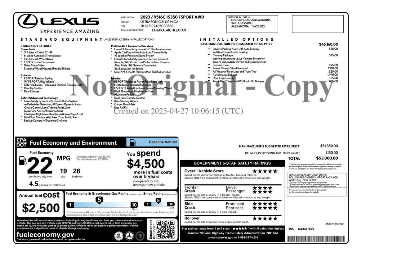 2023 Lexus IS 350 F SPORT Tallmadge OH