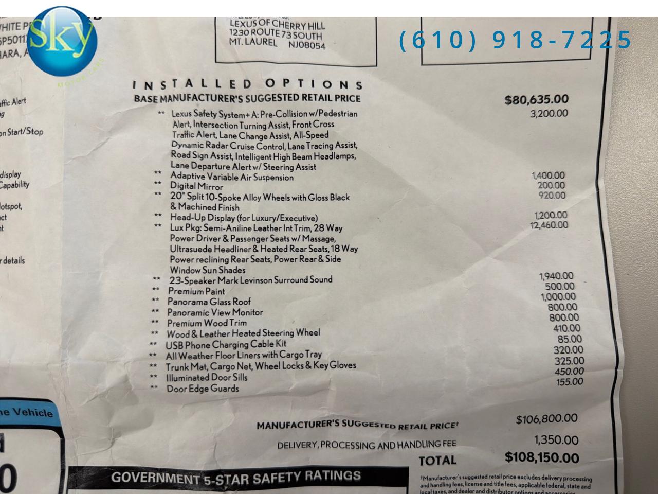 2023 Lexus LS 500 AWD $108,150 MSRP West Chester PA