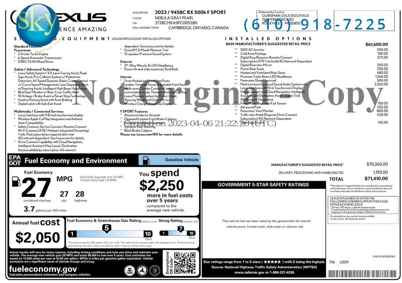 2023 Lexus RX 500h AWD F SPORT Performance West Chester PA