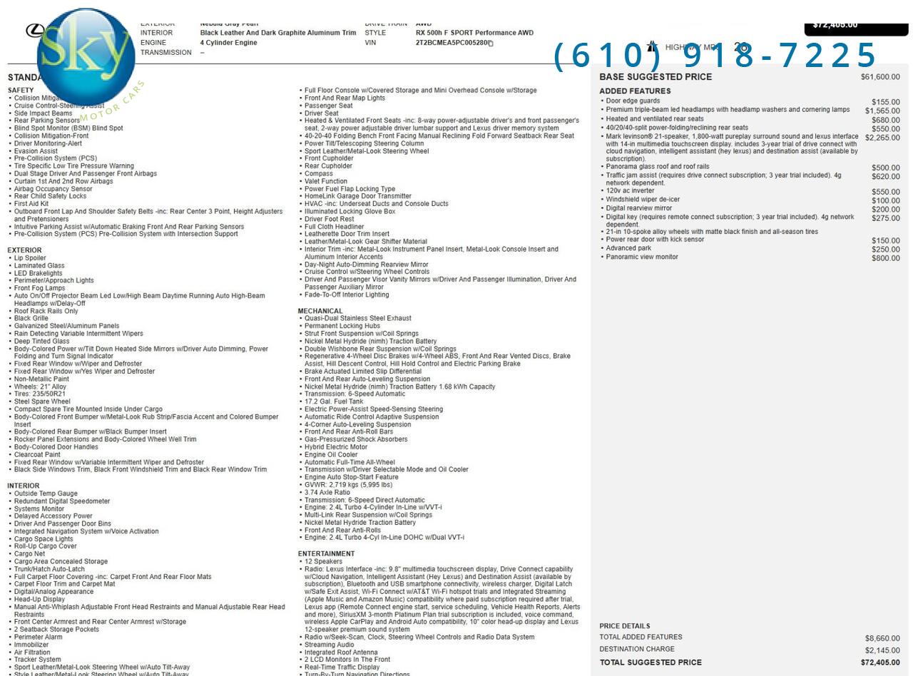 2023 Lexus RX AWD RX 500h F SPORT Performance
