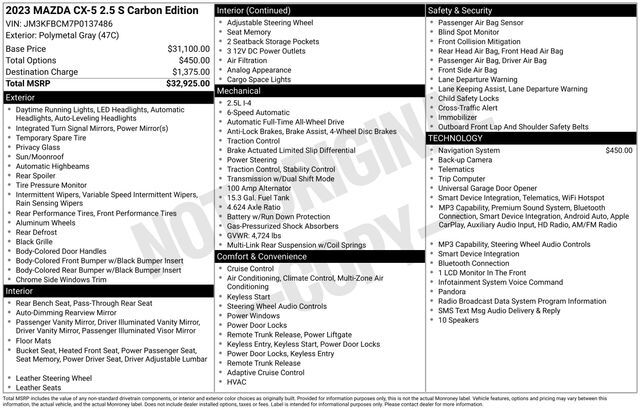 2023 MAZDA CX-5 2.5 S Carbon Edition Raleigh NC