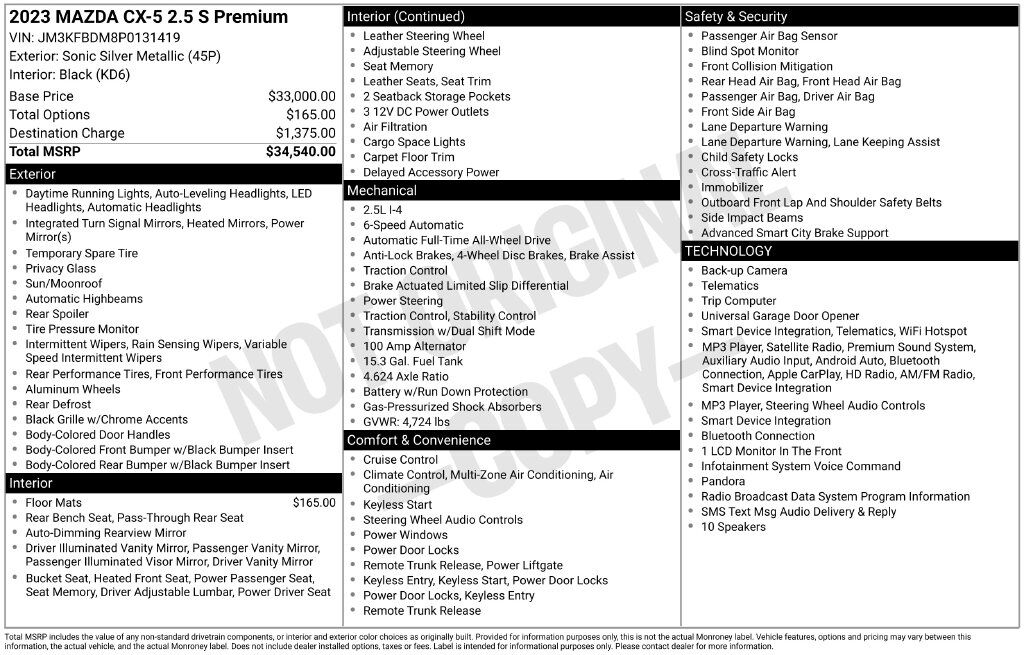 2023 MAZDA CX-5 2.5 S Premium Package OR