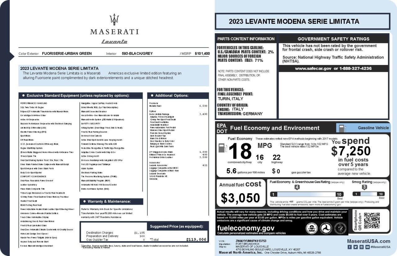 2023 Maserati Levante Modena Limited Series ULTRA RARE Springfield NJ