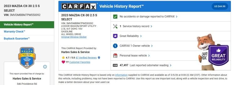 2023 Mazda CX-30 2.5 S Select Package - 1 OWNER - LEATHER Webster MA