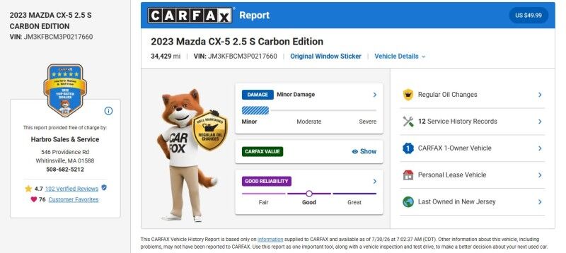 2023 Mazda CX-5 2.5 S Carbon Edition Whitinsville MA