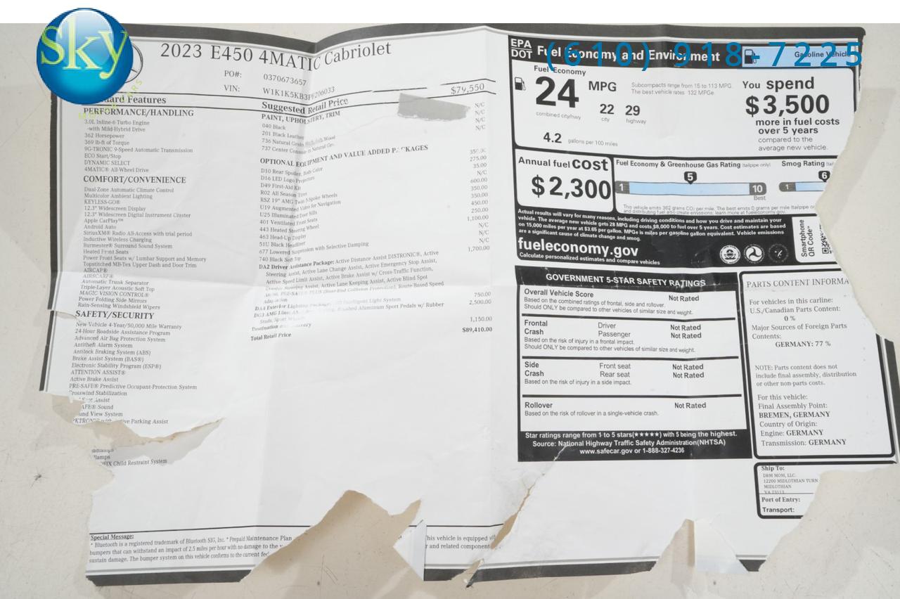 2023 Mercedes-Benz E-Class 4MATIC Cabriolet AWD E 450 West Chester PA