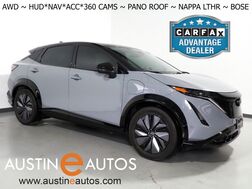 2023_Nissan_ARIYA PLATINUM+ e-4ORCE AWD_*HEADS-UP DISPLAY, NAVIGATION, SAFETY ALERTS, ADAPTIVE CRUISE, 360 VIEW CAMERA, PANORAMA MOONROOF, NAPPA LEATHER, CLIMATE SEATS, WIRELESS CHARGING, BOSE AUDIO, APPLE CARPLAY_ Round Rock TX