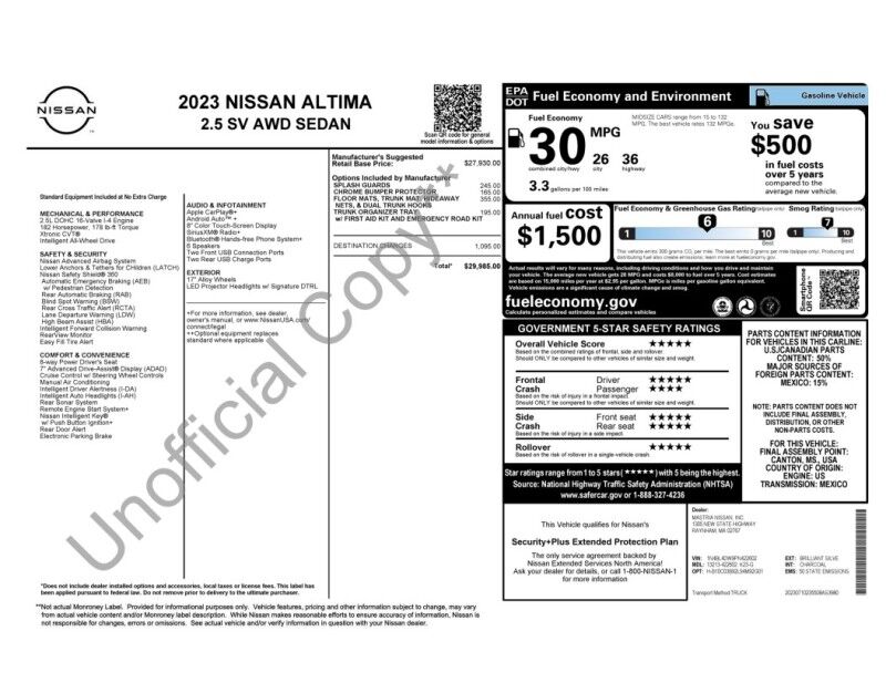 2023 Nissan Altima 2.5 SV Whitinsville MA