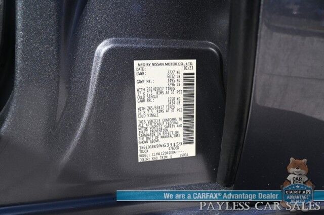 2023 Nissan Frontier SV / 4X4 / Auto Start / Crew Cab / Convenience & Technology Pkg / Power & Heated Seats / Heated Steering Wheel / Lane Depart & Blind Spot / Apple CarPlay & Android Auto / Back Up Cam / Bed Liner / Tow Pkg / 1-Owner Anchorage AK