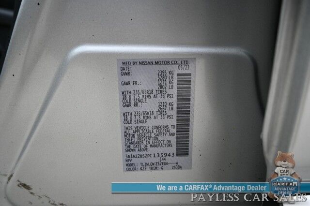 2023 Nissan Murano SV / AWD / Auto Start / Power & Heated Leather Seats / Adaptive Cruise Control / Lane Departure & Blind Spot Alert / Apple CarPlay & Android Auto / Back Up Camera / Keyless Entry & Start / 1-Owner Wasilla AK