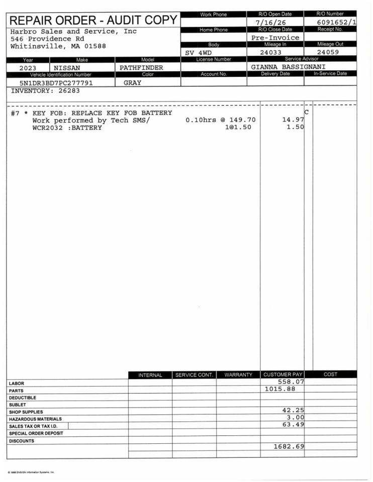 2023 Nissan Pathfinder SV Whitinsville MA