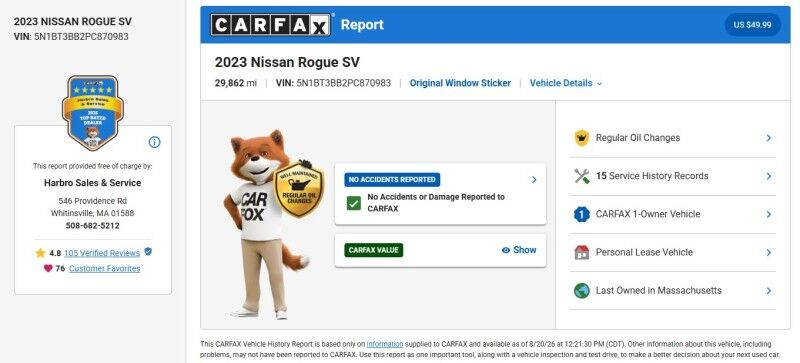 2023 Nissan Rogue SV - 1 OWNER - LEATHER - SUNROOF Webster MA