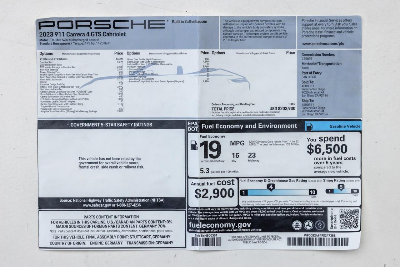 2023 Porsche 911 Carrera 4 GTS 7spd Manual 1-Owner Only 5k Miles Scottsdale AZ