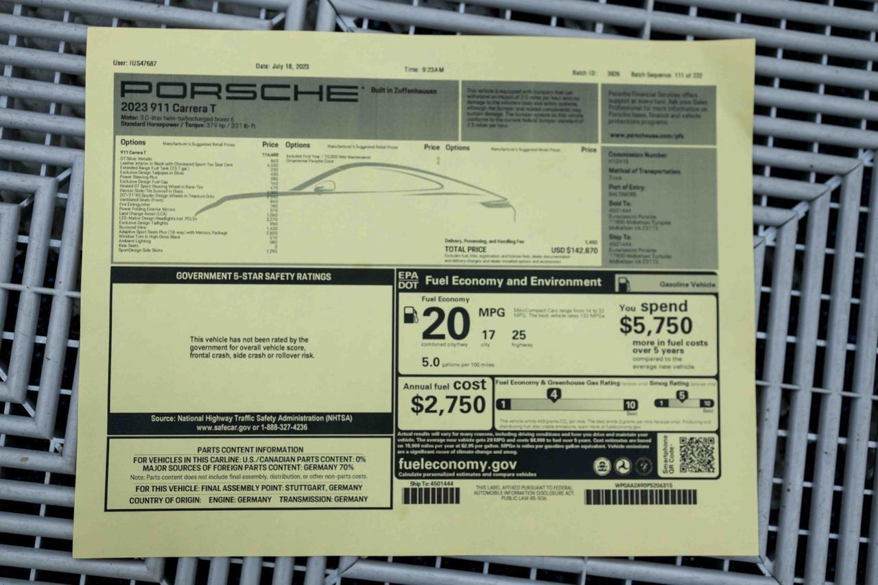 2023 Porsche 911 Carrera T Marietta GA