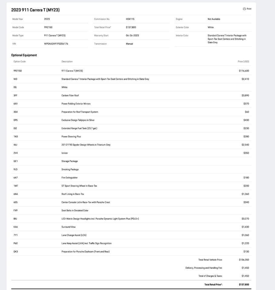 2023 Porsche 911 Carrera T Pompano Beach FL