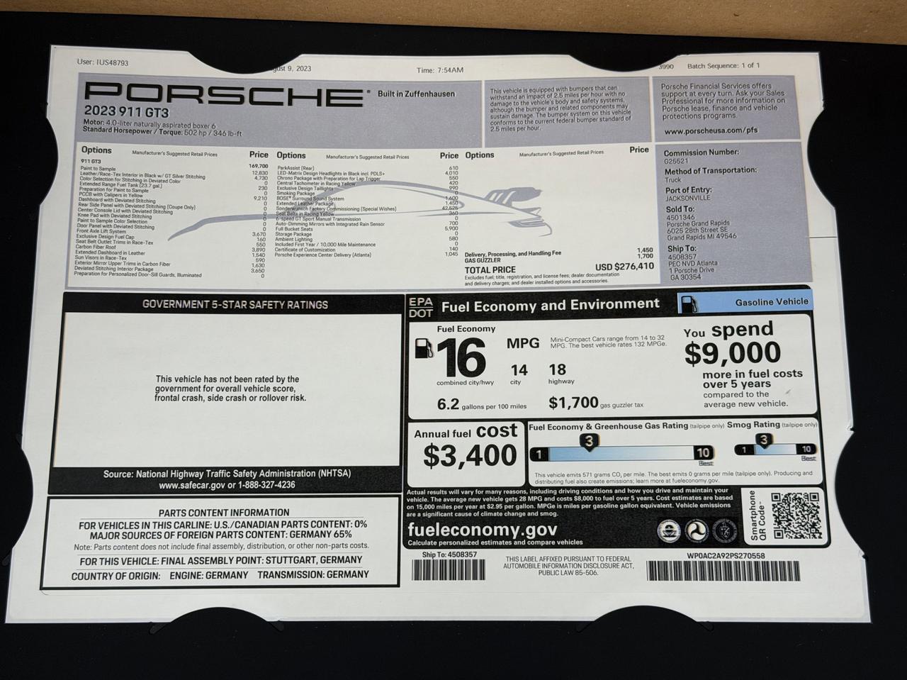 2023 Porsche 911 GT3 Newark DE