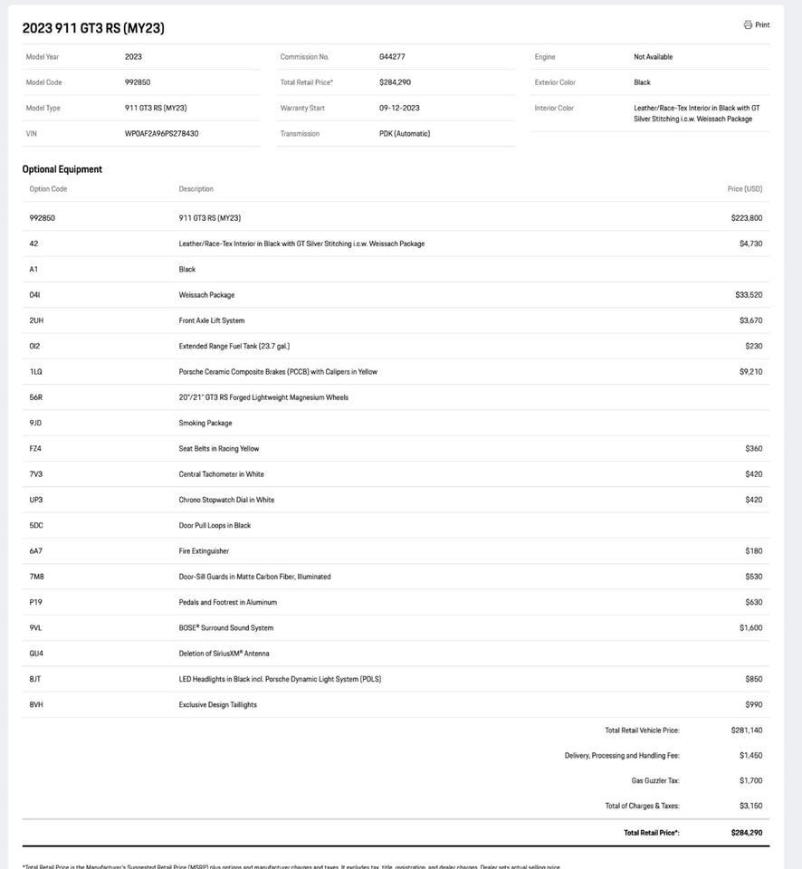 2023 Porsche 911 GT3 RS Pompano Beach FL